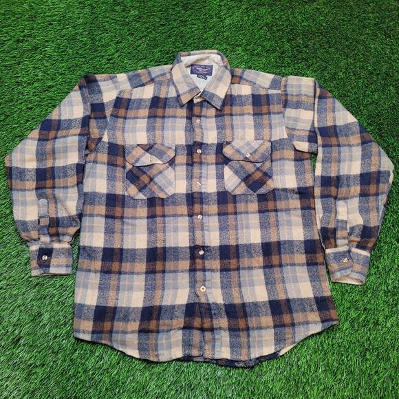 VTG 80s Williams Bay Flannel Shirt Mens L 16.5 / 34 Grunge Lumberjack Gorpcore - Picture 1 of 5